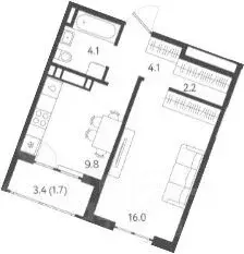 1-к кв. Краснодарский край, Краснодар Колхозная ул., 5/2к1 (37.6 м) - Фото 0