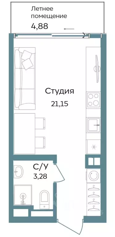 Студия Крым, Саки ул. Морская (29.31 м) - Фото 0