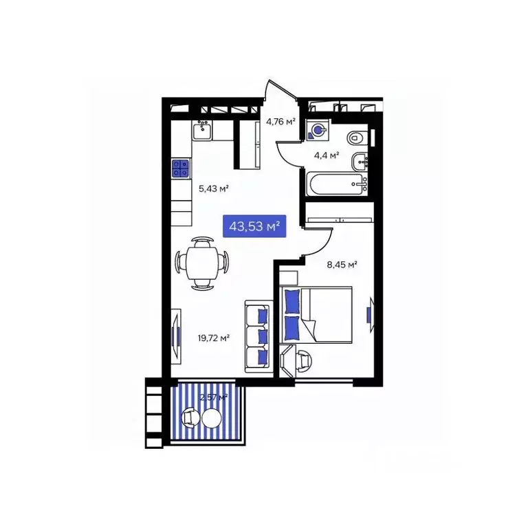 1-к кв. Приморский край, Владивосток Визионер жилой комплекс (43.53 м) - Фото 1