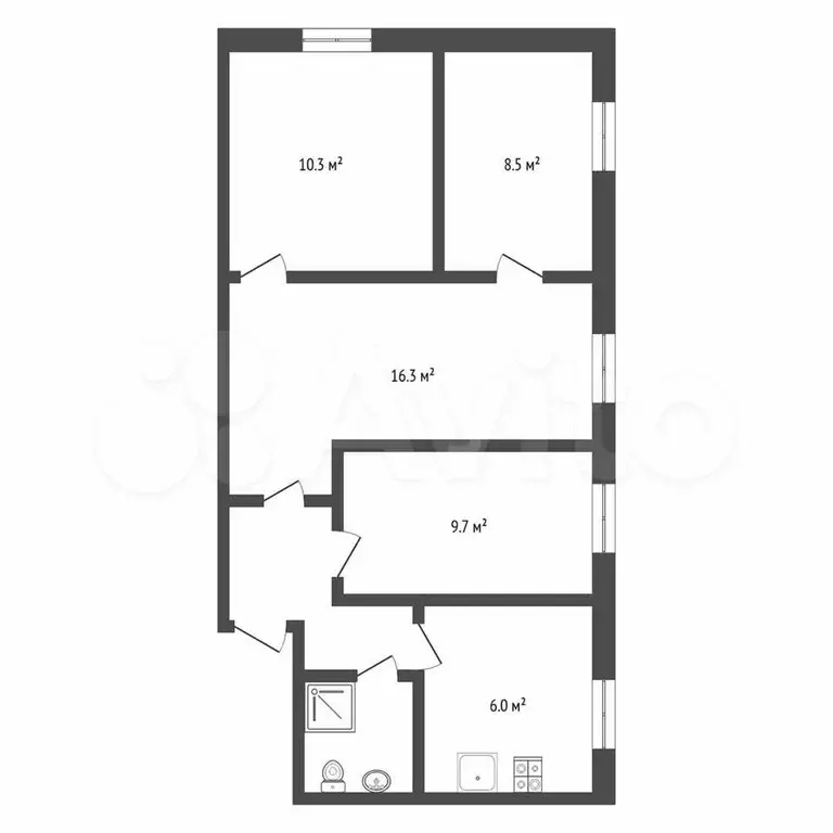 4-к. квартира, 61 м, 3/5 эт. - Фото 1