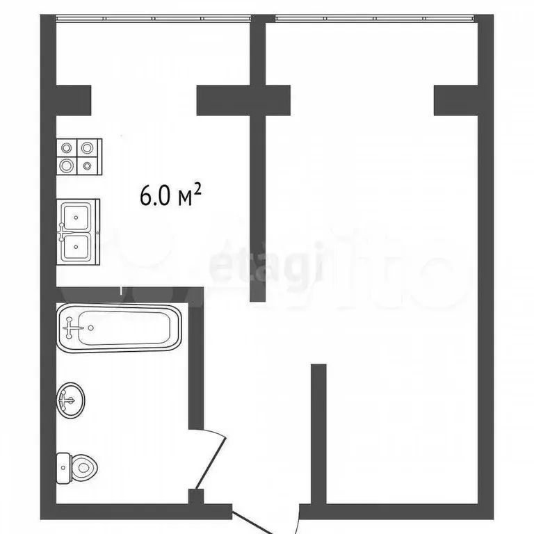 1-к. квартира, 21,4 м, 3/5 эт. - Фото 0