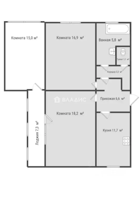 3-к кв. Севастополь ул. Астана Кесаева, 5/4 (86.0 м) - Фото 2