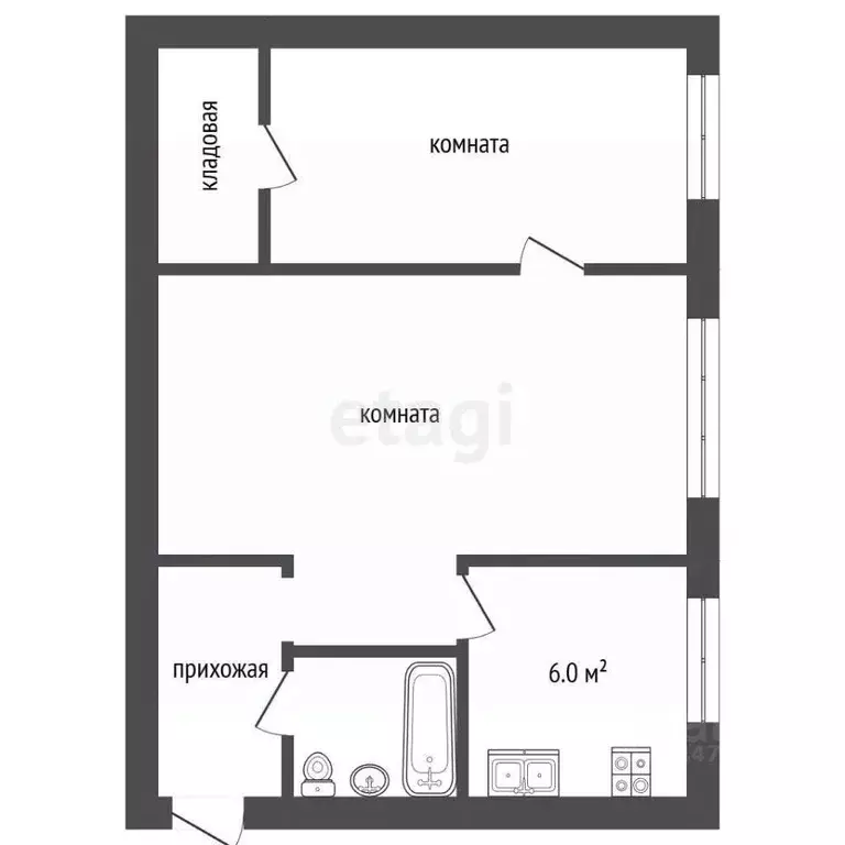 2-к кв. Московская область, Воскресенск городской округ, с. Федино 1 ... - Фото 2