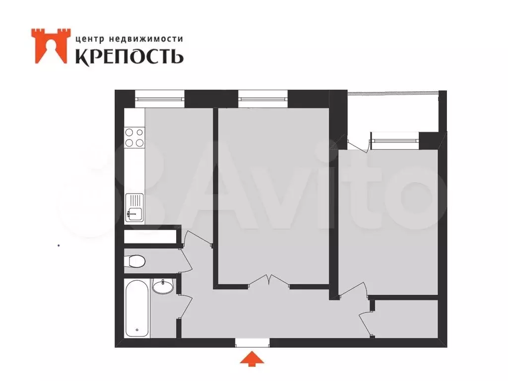 2-к. квартира, 50,8 м, 3/9 эт. - Фото 0
