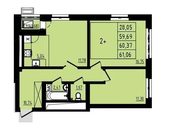 2-комнатная квартира: Уфа, жилой район Затон-Восточный, микрорайон ... - Фото 1