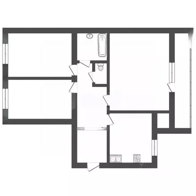 3-к кв. Тюменская область, Тюмень ул. Самарцева, 29 (80.0 м) - Фото 2