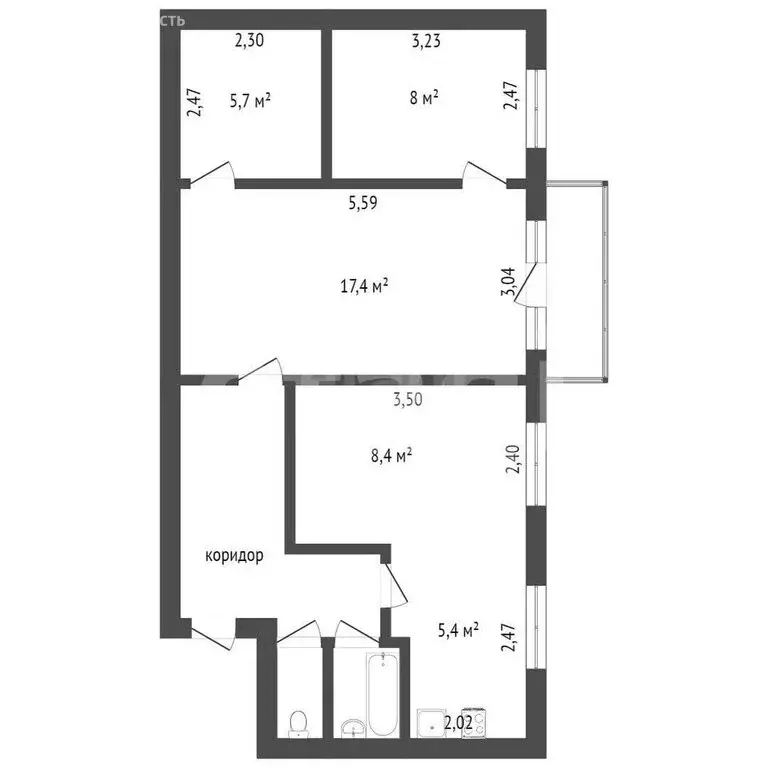 4-комнатная квартира: Ачинск, 5-й микрорайон, 38 (58.8 м) - Фото 1