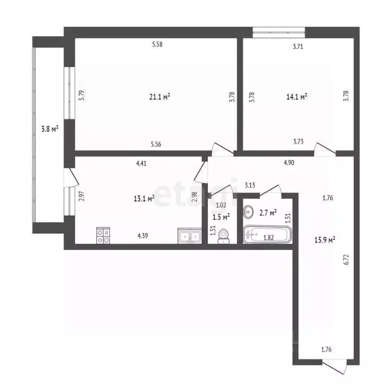 2-к кв. Мордовия, Саранск ул. Щорса, 16 (68.4 м) - Фото 1