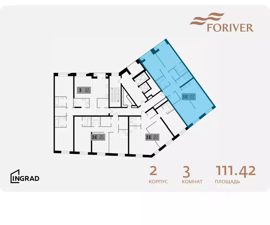 3-к кв. Москва Г мкр, Форивер жилой комплекс, 2 (111.42 м) - Фото 1