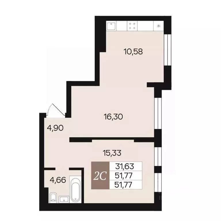 2-к кв. Новосибирская область, Новосибирск ОбьГЭС мкр,  (51.77 м) - Фото 1