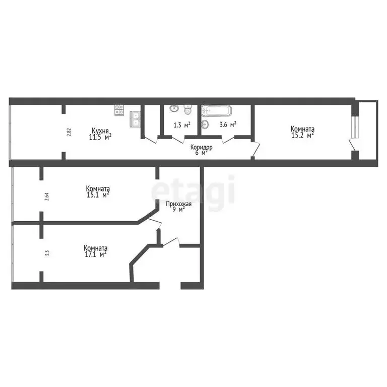 3-комнатная квартира: Тольятти, улица 40 лет Победы, 17В (89 м) - Фото 0