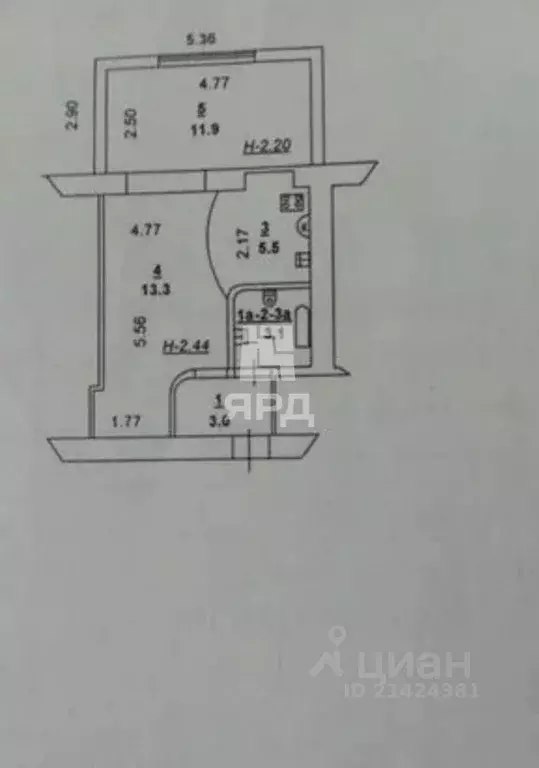 1-к кв. Ростовская область, Ростов-на-Дону ул. Новаторов (36.8 м) - Фото 2
