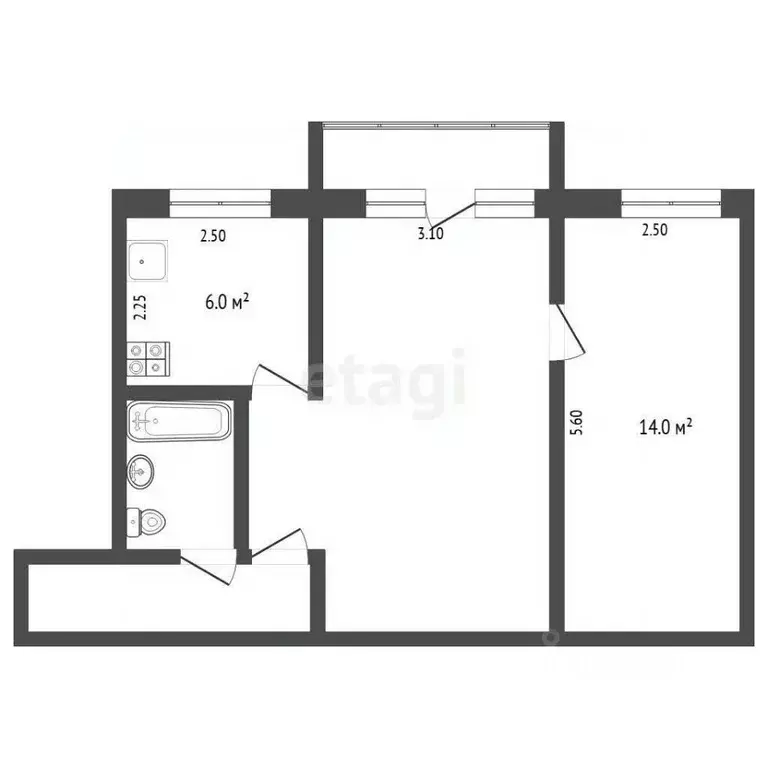 2-к кв. Тюменская область, Тюменский район, с. Каскара 9 Мая ул., 8 ... - Фото 1