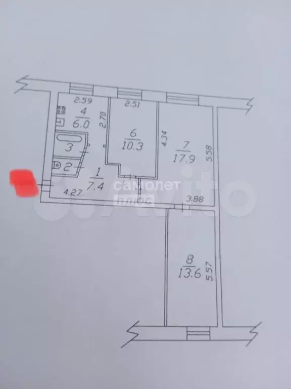 3-к. квартира, 59 м, 1/5 эт. - Фото 0