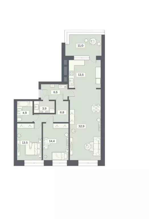 3-к кв. Москва Староалексеевская ул., 5А (96.4 м) - Фото 2