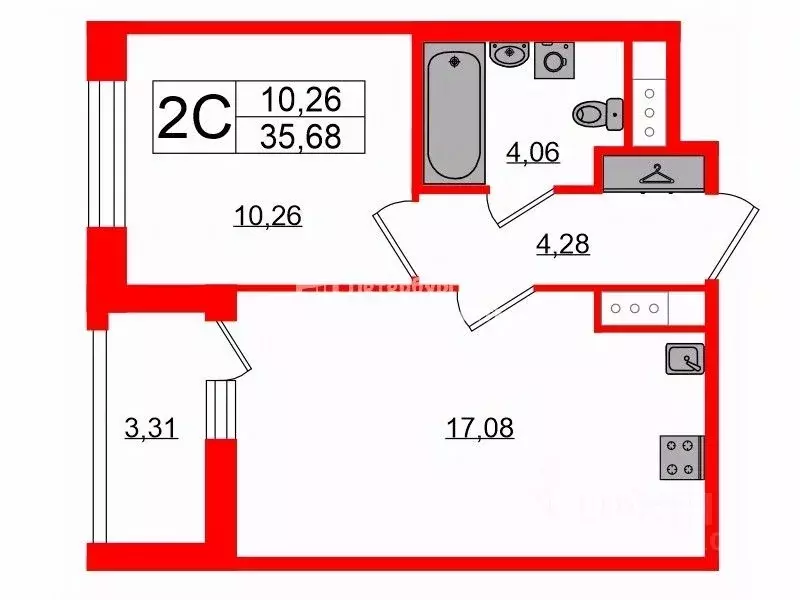 1-к кв. Санкт-Петербург Манчестерская ул., 3к2 (35.68 м) - Фото 1