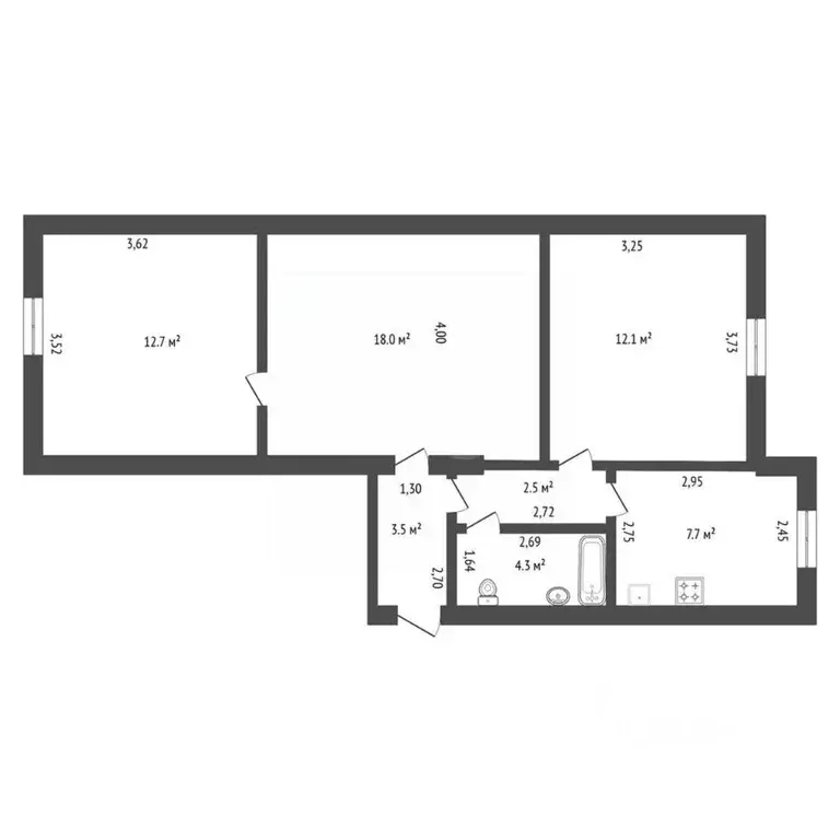 3-к кв. Амурская область, Благовещенск ул. Шевченко, 17 (60.8 м) - Фото 1