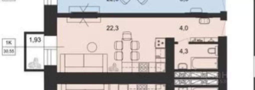 Студия Тамбовская область, Тамбов ул. Агапкина, 2К (32.48 м) - Фото 1