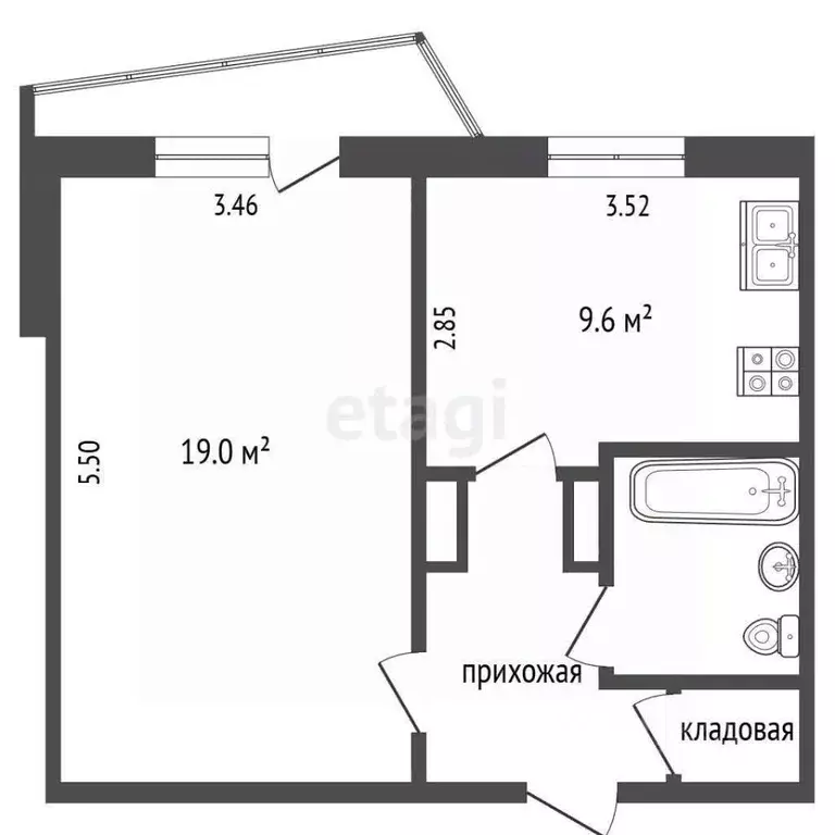 1-к кв. Омская область, Омск ул. Василия Маргелова, 356 (38.6 м) - Фото 2