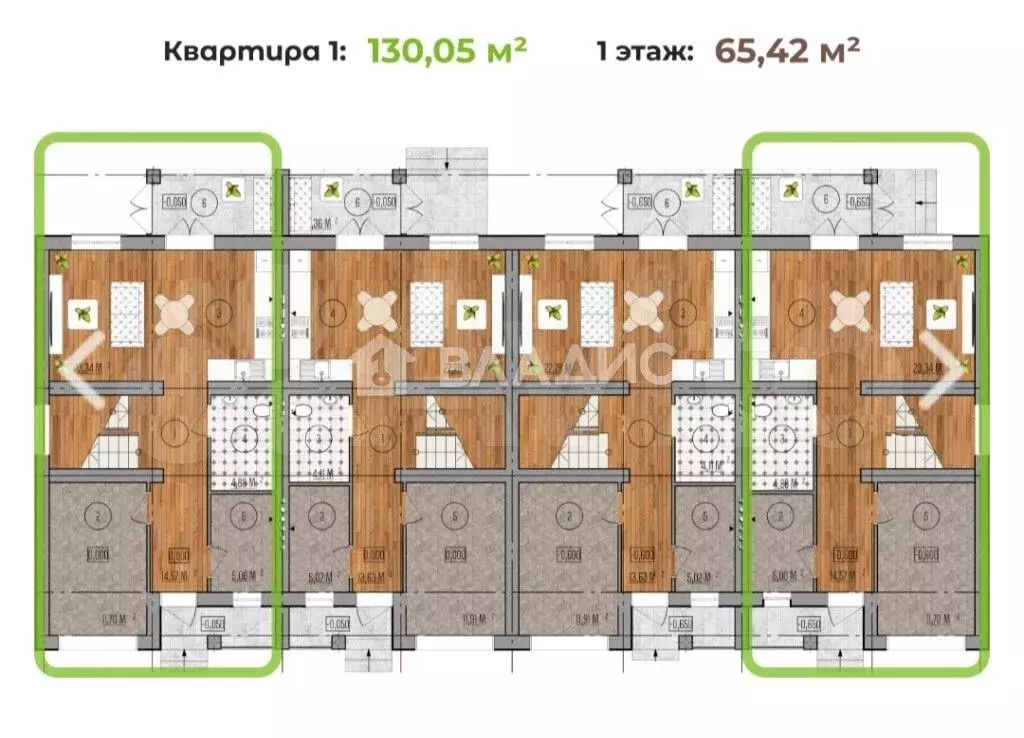 3-к. квартира, 130,1 м, 2/2 эт. - Фото 1