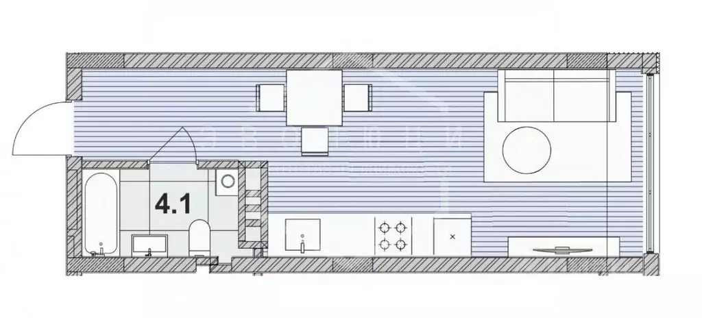 Студия Калининградская область, Зеленоградск ул. Гагарина, 87 (29.1 м) - Фото 2