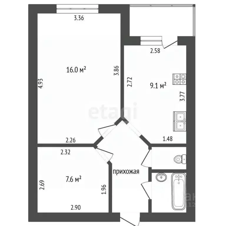 1-к кв. Белгородская область, Белгород ул. Машковцева, 22 (48.0 м) - Фото 1