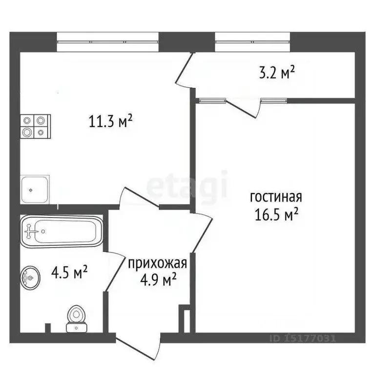 1-к кв. Ямало-Ненецкий АО, Новый Уренгой Энтузиастов мкр, 8 (40.9 м) - Фото 2