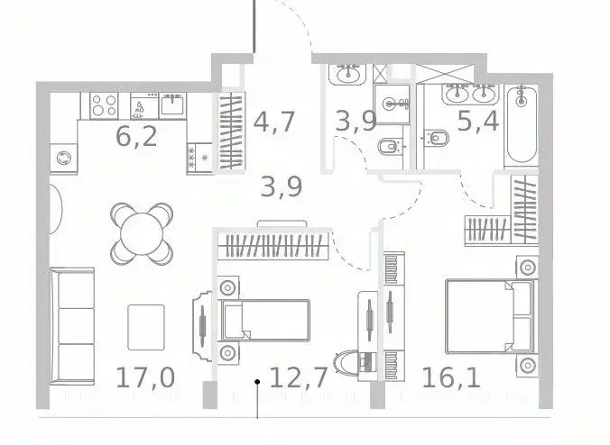 3-к кв. Москва Ривер Парк Кутузовский жилой комплекс (69.9 м) - Фото 2