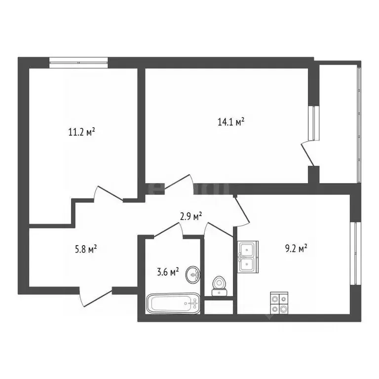 2-к кв. Санкт-Петербург просп. Маршака, 22 (48.0 м) - Фото 2