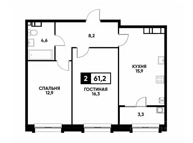 2-к кв. Ставропольский край, Ставрополь ул. Андрея Голуба, 14 (61.2 м) - Фото 0