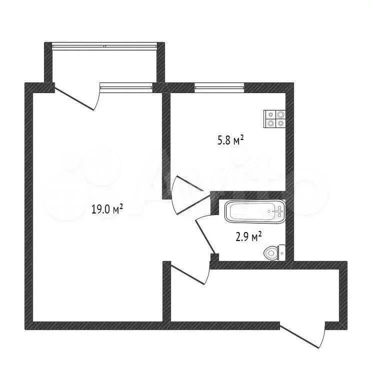 1-к. квартира, 32 м, 3/5 эт. - Фото 0