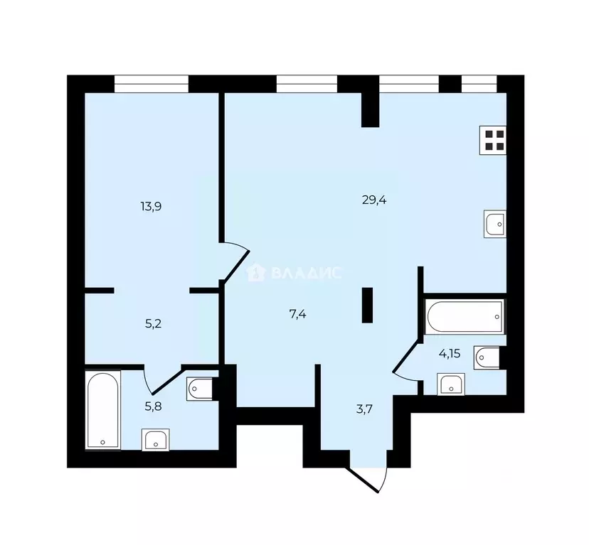 2-к кв. Москва бул. Скандинавский, 19 (69.9 м) - Фото 2