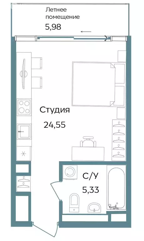 Квартира-студия: Республика Крым, Саки (35.86 м) - Фото 1