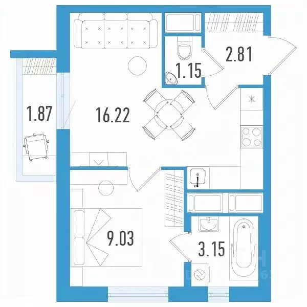 1-к кв. Санкт-Петербург ул. Маршала Казакова, 62к1 (32.92 м) - Фото 0