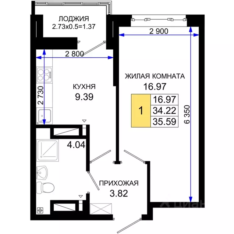 1-к кв. Ростовская область, Ростов-на-Дону Элеваторный пер., 6/2А ... - Фото 1