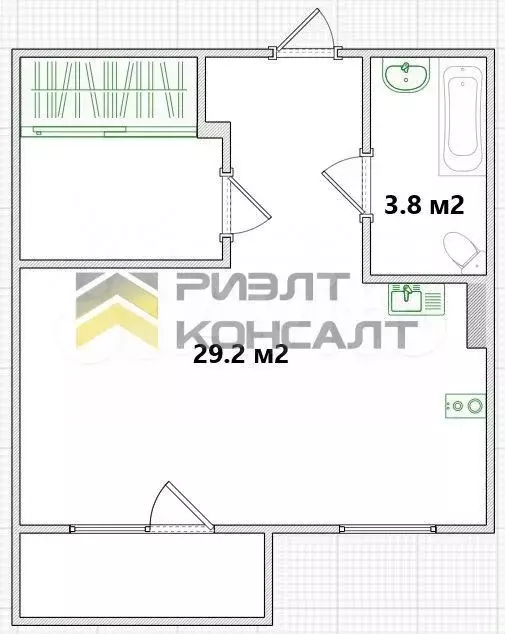 Квартира-студия, 33,2 м, 5/10 эт. - Фото 0