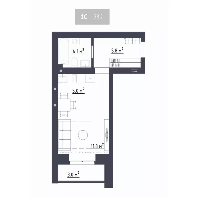 Студия Кемеровская область, Новокузнецкий муниципальный округ, пос. ... - Фото 1
