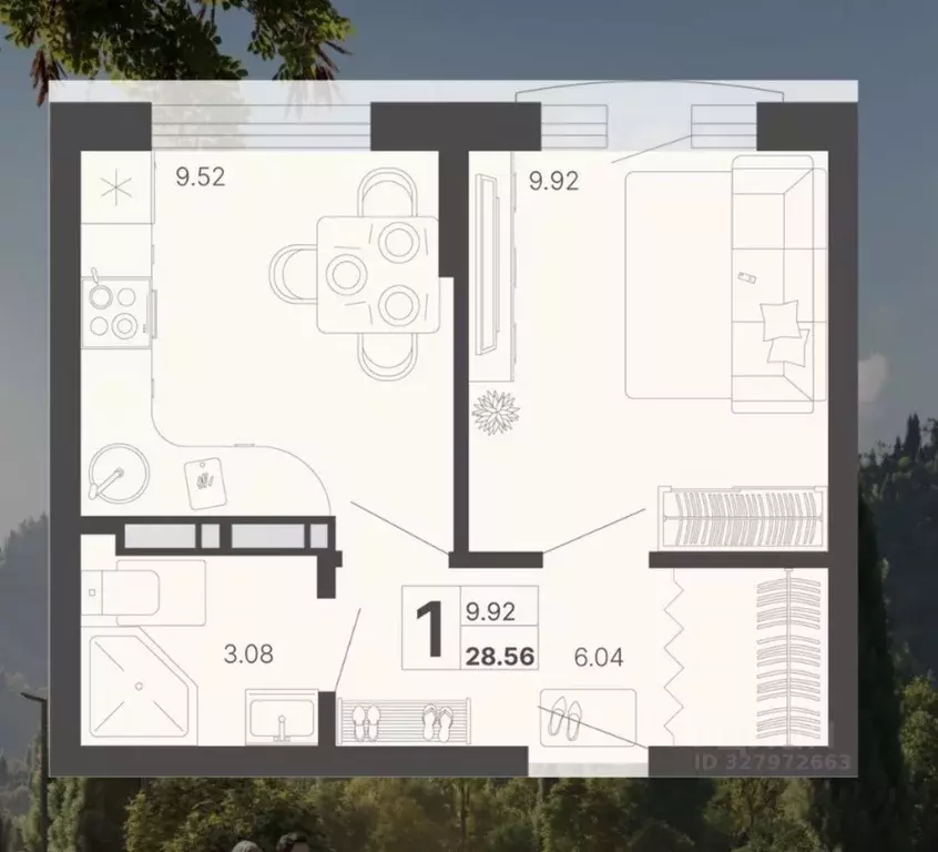 1-к кв. Краснодарский край, Сочи Краснодонская ул., 46А (28.56 м) - Фото 2
