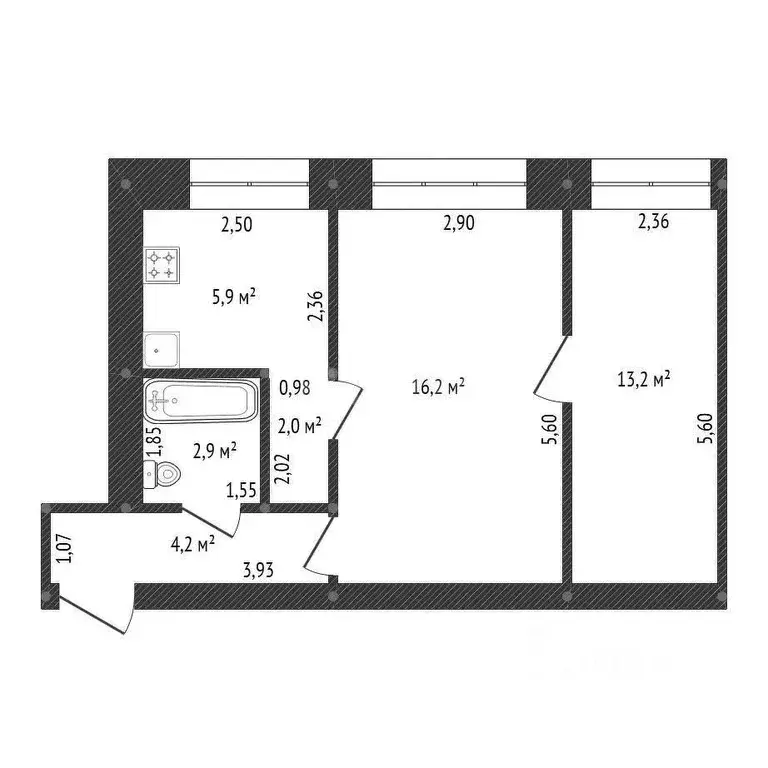 2-к кв. Башкортостан, Уфа просп. Октября, 82/1 (45.0 м) - Фото 2