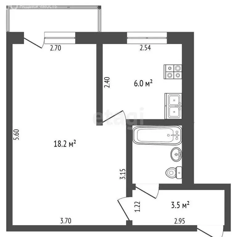1-комнатная квартира: Тюмень, улица Червишевский Тракт, 78 (31.7 м) - Фото 1