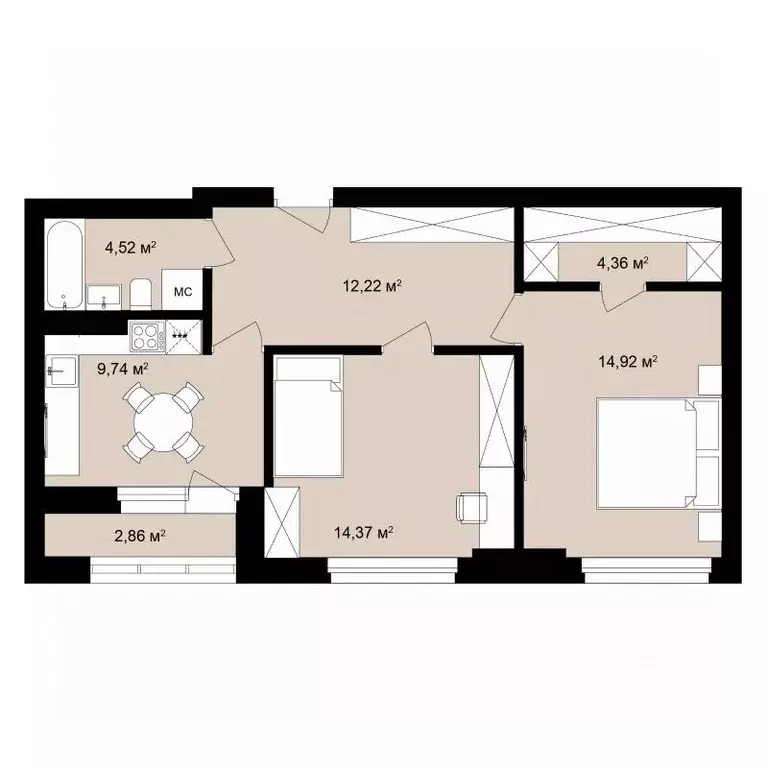 2-к кв. Новосибирская область, Новосибирск Садовая ул., 17 (64.95 м) - Фото 0