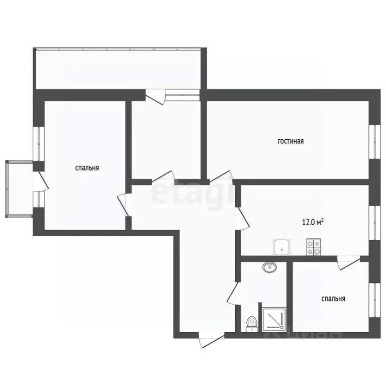 3-к кв. Тюменская область, Тюмень ул. 50 лет Октября, 70 (68.3 м) - Фото 1