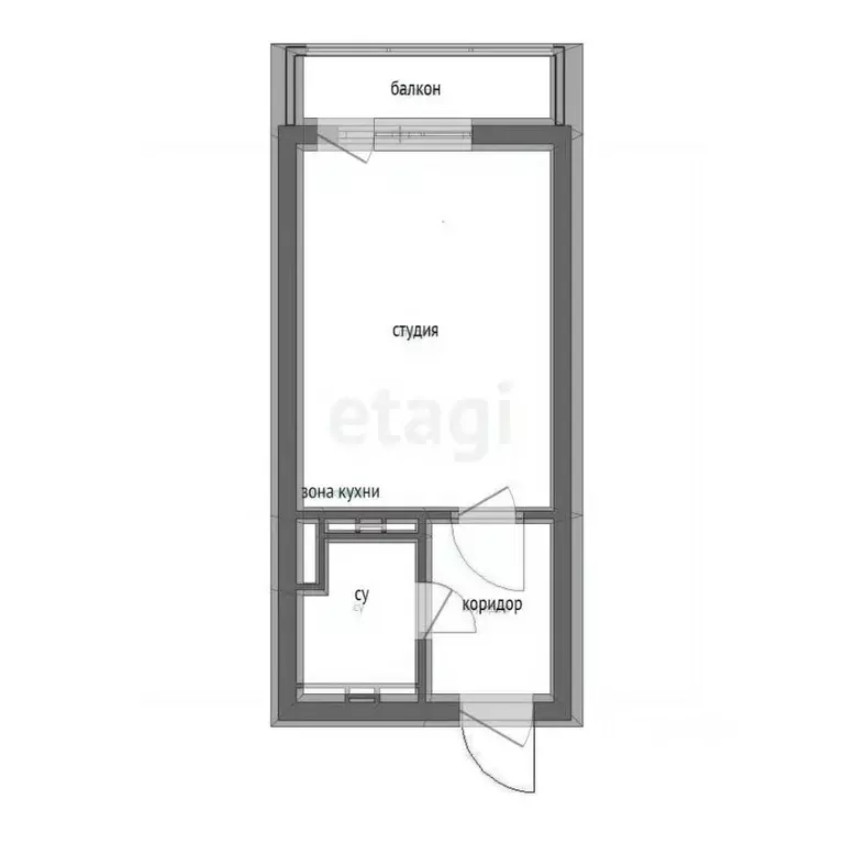 Студия Амурская область, Благовещенск Батарейная ул., 7/1 (25.2 м) - Фото 1