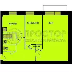 2-к. квартира, 43,7 м, 4/5 эт. - Фото 0