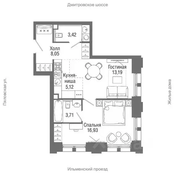 1-к кв. Москва Ильменский проезд, 14к1 (50.3 м) - Фото 2