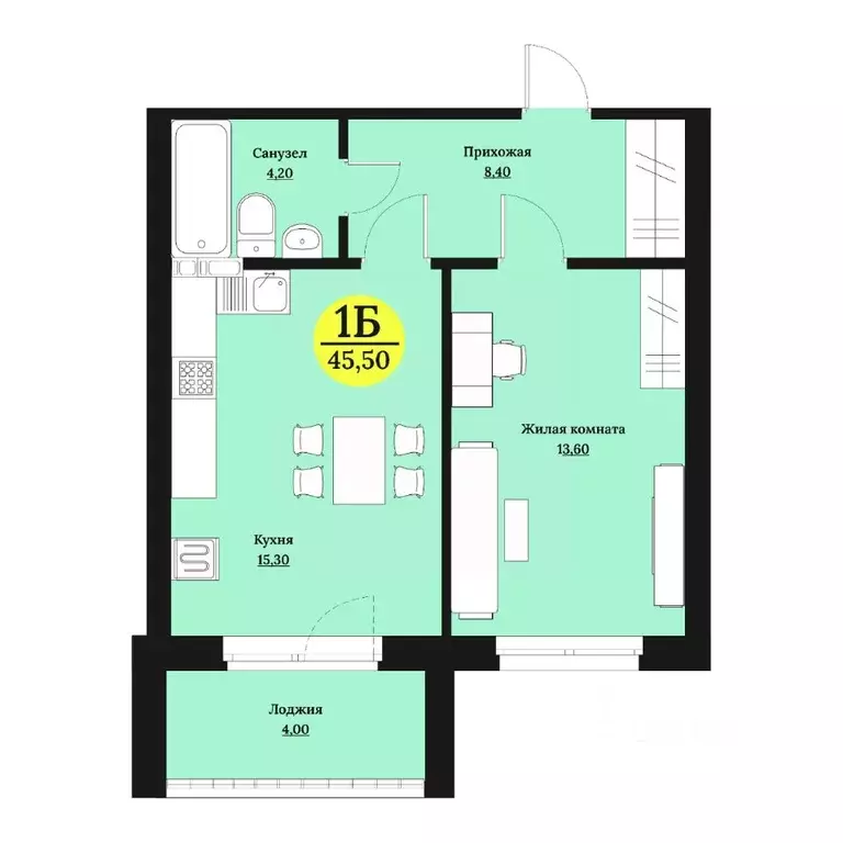 1-к кв. Ставропольский край, Ставрополь Лесная ул., 204 (45.5 м) - Фото 1