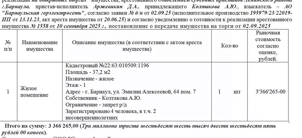 Свободной планировки кв. Алтайский край, Барнаул ул. Эмилии ... - Фото 1
