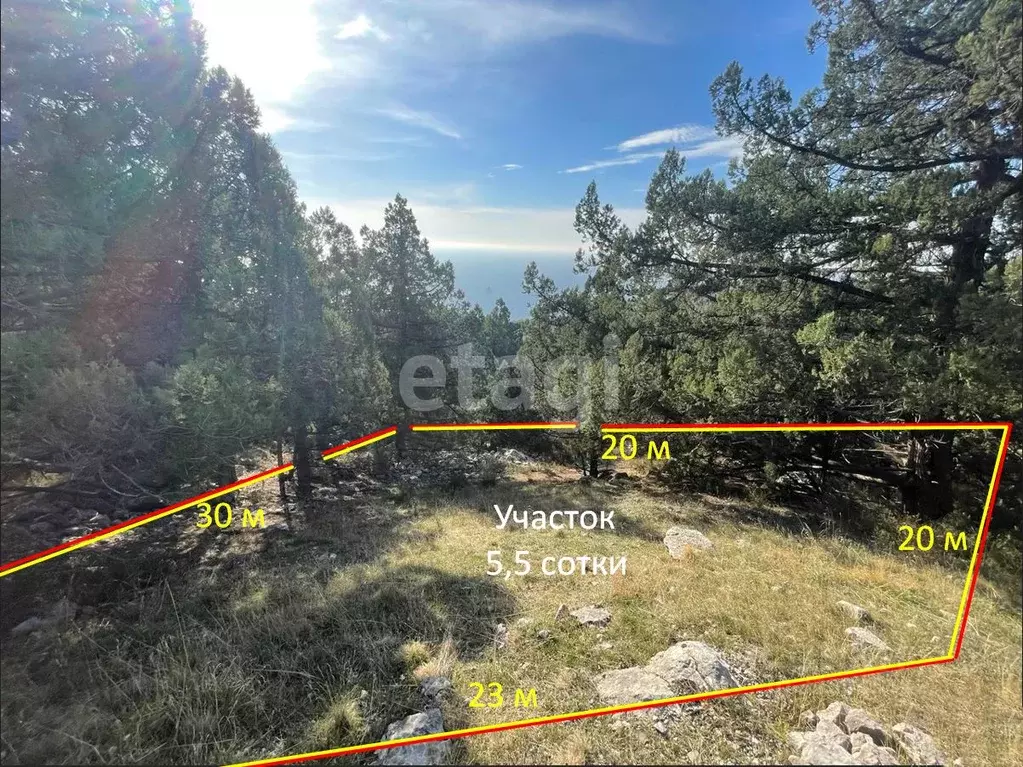 Участок в Крым, Ялта муниципальный округ, Симеиз пгт ул. Голубая, 2 ... - Фото 1