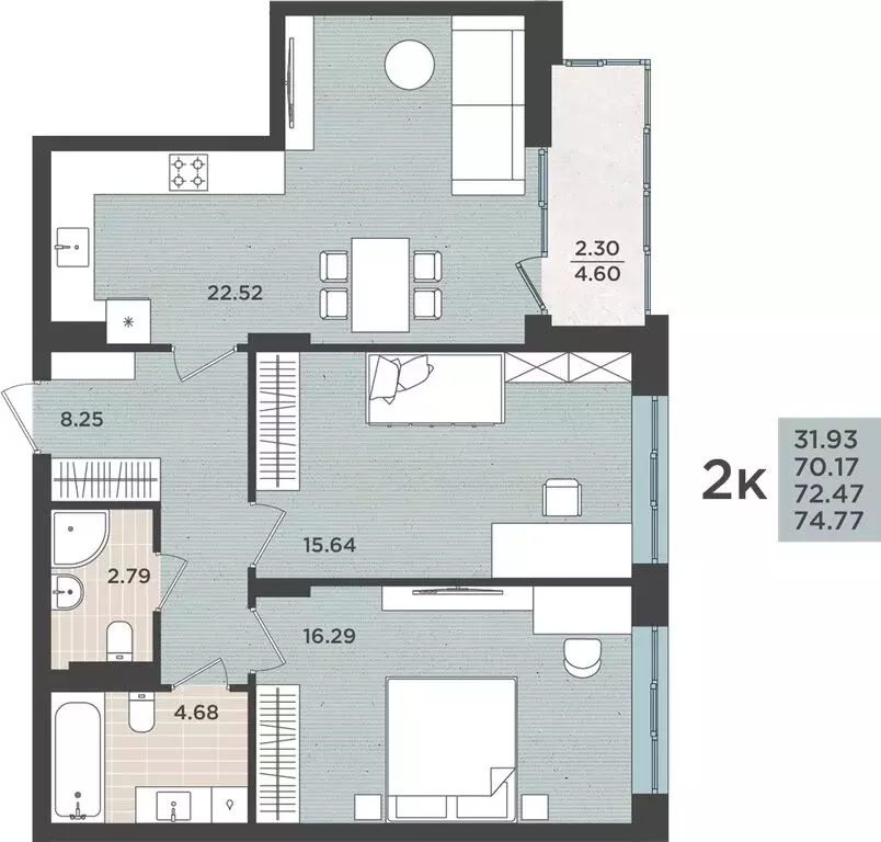 Квартира-студия: Калининград, Земельная улица, 30 (72.47 м) - Фото 1