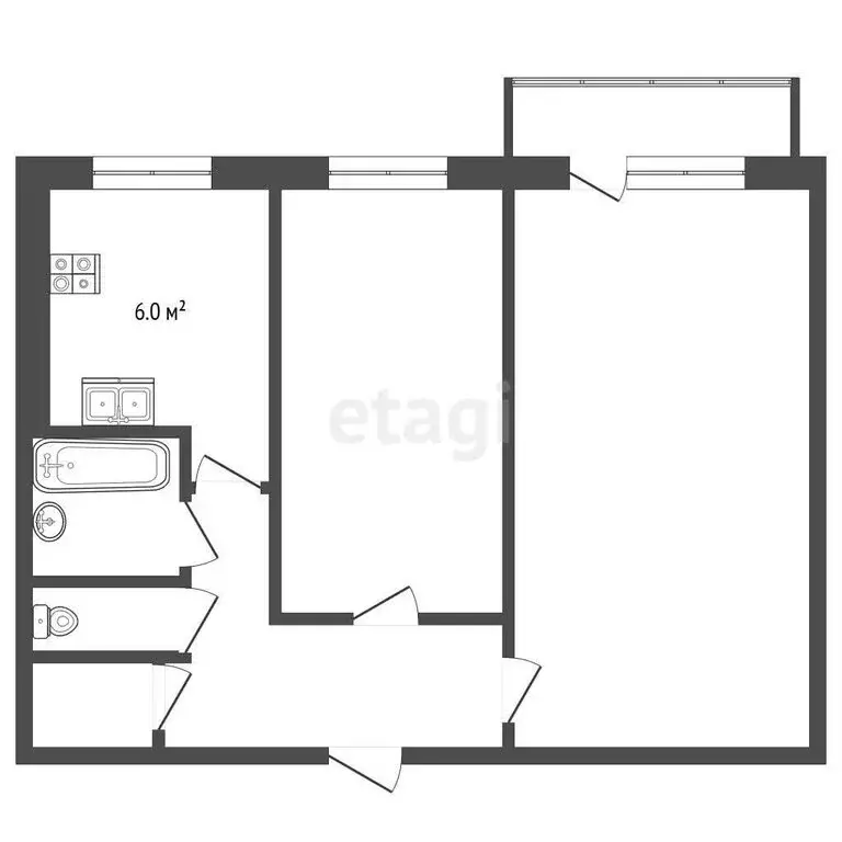 2-комнатная квартира: Пермь, улица Ивана Франко, 40/3 (43.8 м) - Фото 1